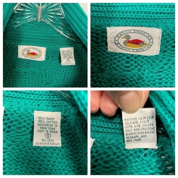 𝅺vintage Marsh Landing Cable Knit Shawl Collar Sweater Women's Size S Oversized - Picture 7 of 11